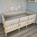 Montessori ve Beşik İçin Full İç-Dış Kenar Koruma Takımı - Darbe Önleyici Pofuduk Tasarım Vanilya Renk