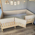 Montessori ve Beşik İçin Full İç-Dış Kenar Koruma Takımı - Darbe Önleyici Pofuduk Tasarım Vanilya Renk