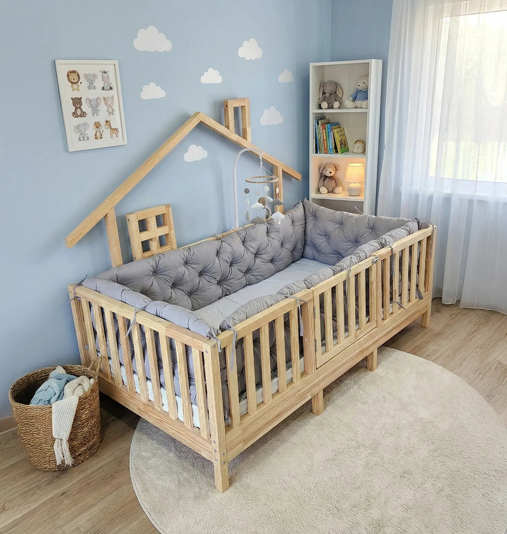 Montessori Yatak ve Beşik İçin Koruyucu Kenar Koruma Takımı Gri